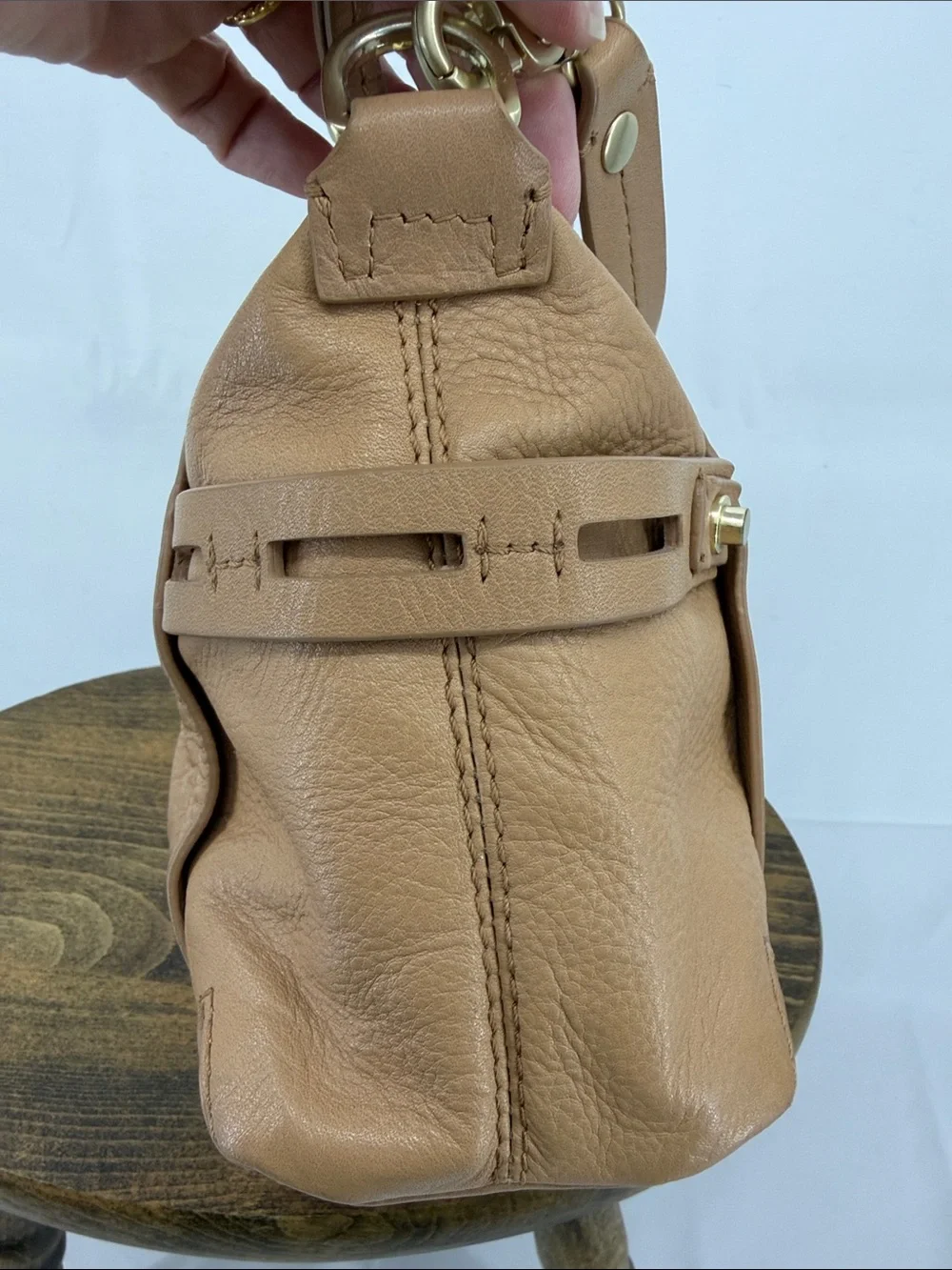 Botkier Flatiron Mini Satchel Small Camel Tan Leather Purse Crossbody Bag